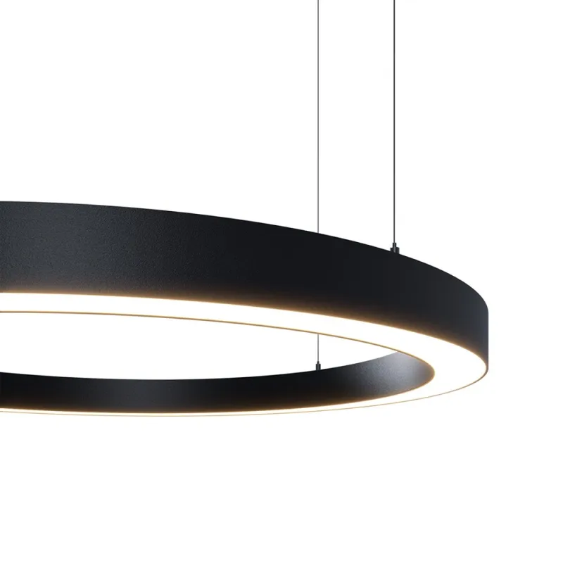 Suspension LED Cercle Noir 60 cm – 28W 3400 Lumens | Luminaire Design Moderne Bureau, Commerce et Intérieur Professionnel