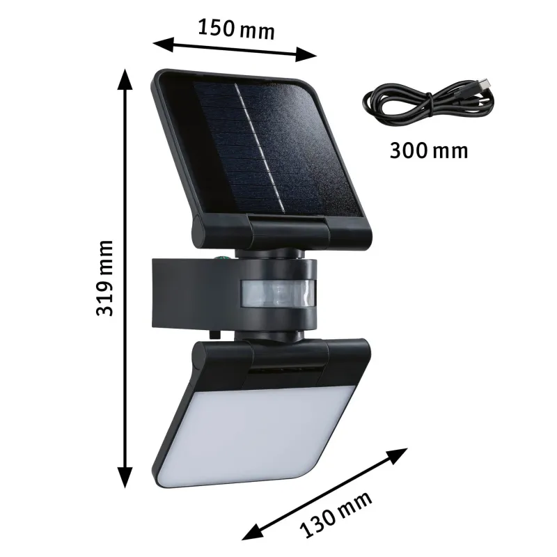 Applique solaire LED 1000 lm avec détecteur de mouvement IP65 - LESLA 3000K