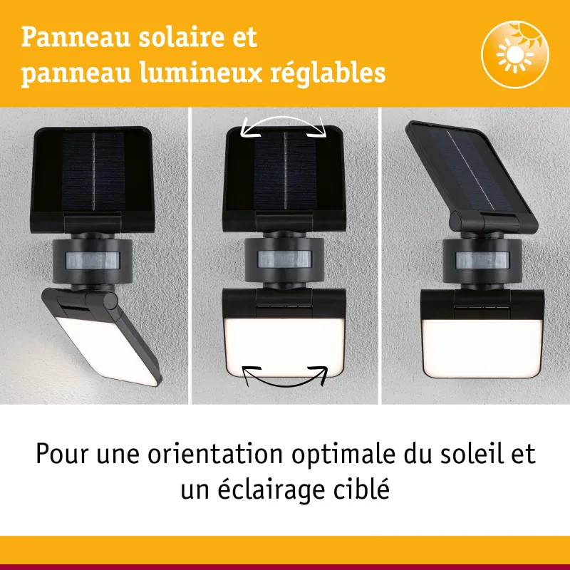Applique solaire LED 1000 lm avec détecteur de mouvement IP65 - LESLA 3000K