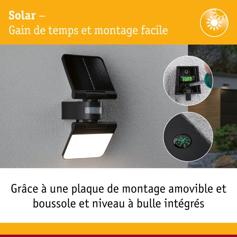 Applique solaire LED 1000 lm avec détecteur de mouvement IP65 - LESLA 3000K