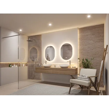 Miroir lumineux LED MIRRA IP44 1400 lm gradable avec anti-buée et White Switch