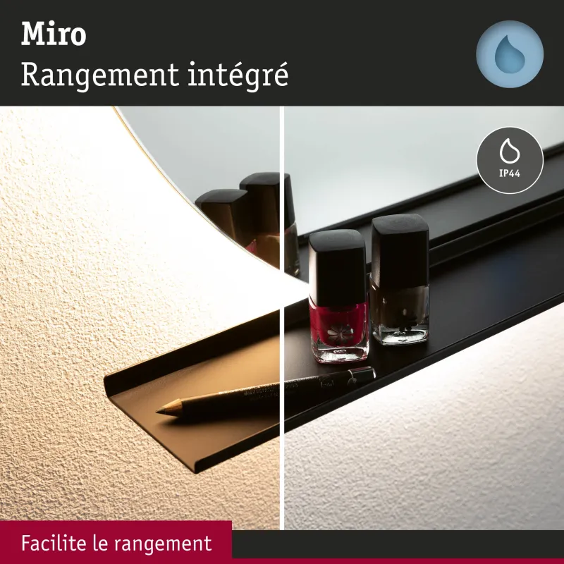 Miroir lumineux LED MIRO noir mat 500 lm IP44 Tunable White salle de bain