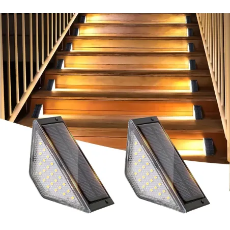 Éclairage solaire d'escalier LED extérieur – Balisage marche jardin IP65 automatique