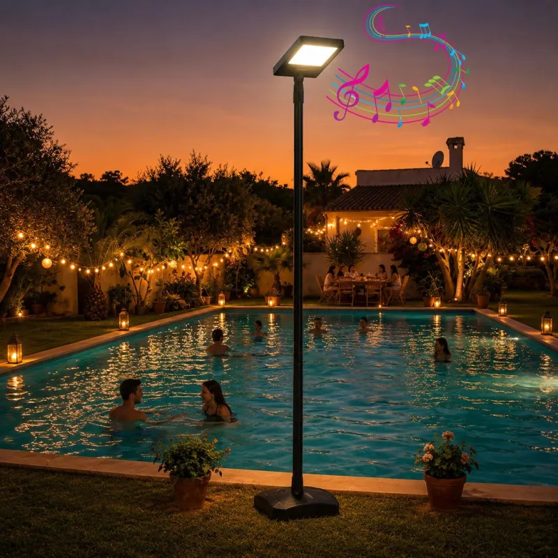 Lampadaire LED solaire Bluetooth 250 cm 2800 lm 3CCT avec détecteur PIR et télécommande IP65