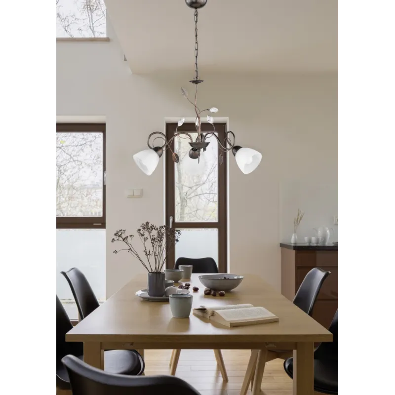 TRIO Lustre intérieur rouille antique et albâtre TRADITIO - Pas cher