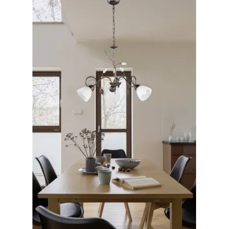 TRIO Lustre intérieur rouille antique et albâtre TRADITIO - Pas cher
