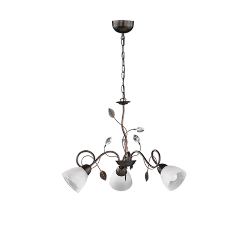 TRIO Lustre intérieur rouille antique et albâtre TRADITIO - Pas cher