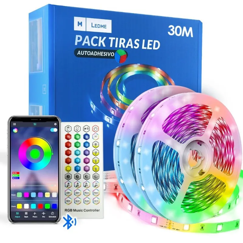 Kit Ruban LED RGB 30 mètres IP20 prêt à l'emploi – Décoration & ambiance lumineuse