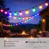 Guirlande LED RGBW 10 ampoules 6,5 m 220V – Éclairage multicolore avec blanc chaud pour extérieur