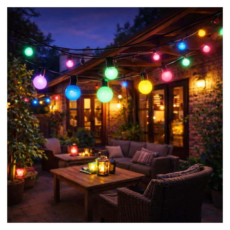 Guirlande LED RGBW 10 ampoules 6,5 m 220V – Éclairage multicolore avec blanc chaud pour extérieur