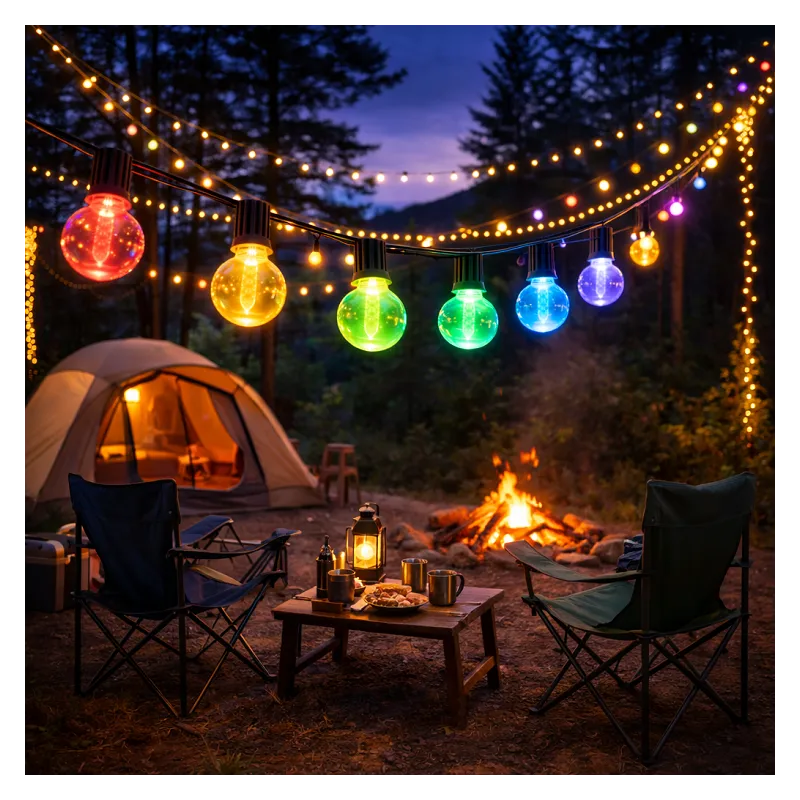 Guirlande LED RGBW 15 ampoules 7,5 m 220V – Éclairage extérieur multicolore pour terrasse et jardin