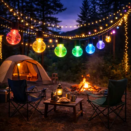 Guirlande LED RGBW 15 ampoules 7,5 m 220V – Éclairage extérieur multicolore pour terrasse et jardin