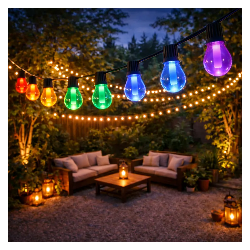 Guirlande LED RGBW 10 ampoules 6,5 m 220V – Éclairage multicolore avec blanc chaud pour extérieur