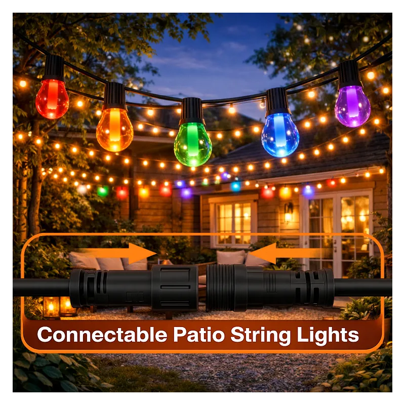 Guirlande LED RGBW 10 ampoules 6,5 m 220V – Éclairage multicolore avec blanc chaud pour extérieur
