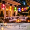 Guirlande LED RGBW 10 ampoules 6,5 m 220V – Éclairage multicolore avec blanc chaud pour extérieur