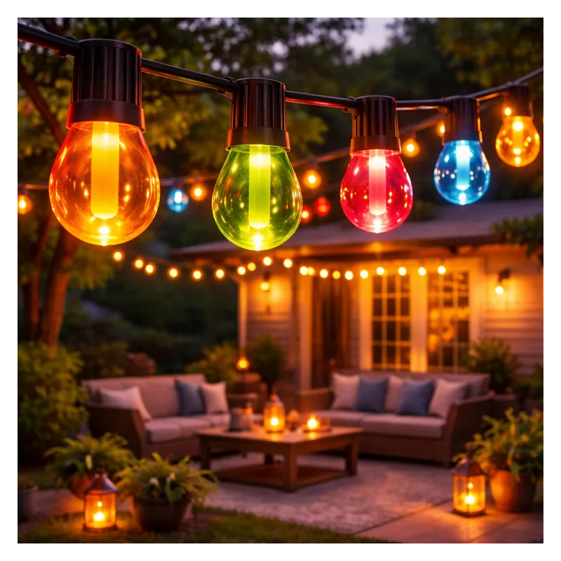 Guirlande LED RGBW 10 ampoules 6,5 m 220V – Éclairage multicolore avec blanc chaud pour extérieur