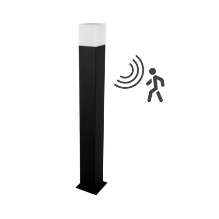 borne de jardin noire a detecteur de mouvement 74cm culot e27 ip44 220v