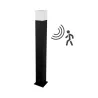 borne de jardin noire a detecteur de mouvement 74cm culot e27 ip44 220v