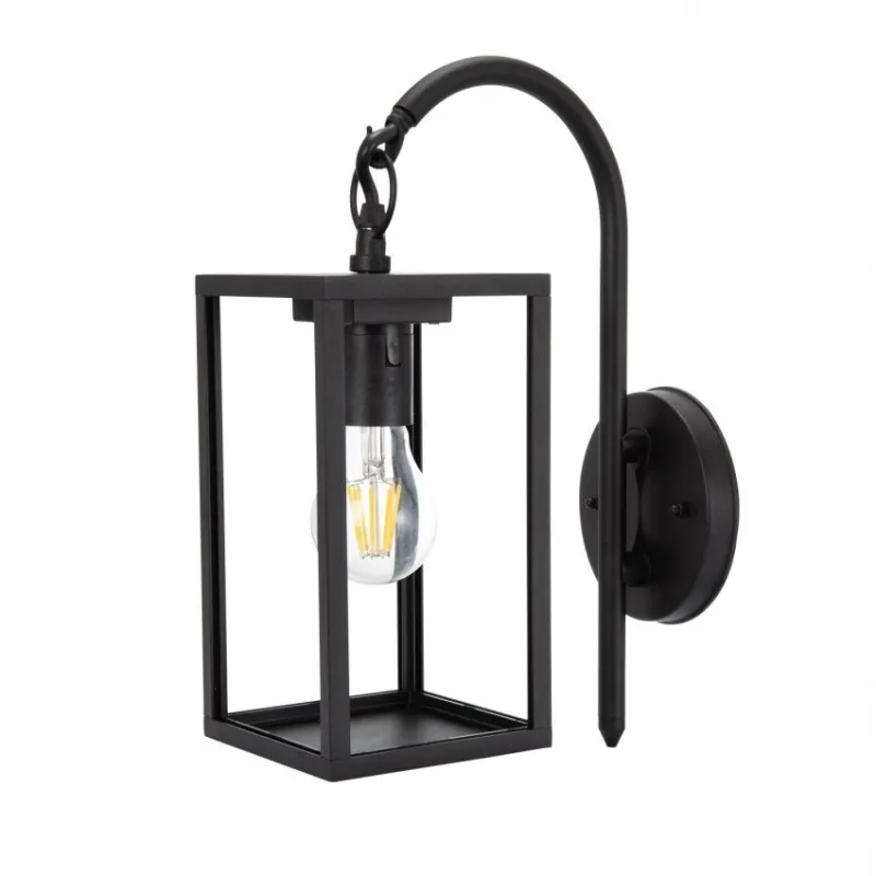 applique lanterne murale noire culot e27-ip44_220v-cage moderne