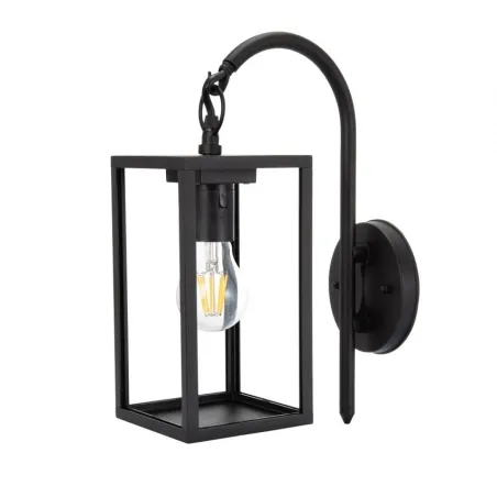 applique lanterne murale noire culot e27-ip44_220v-cage moderne