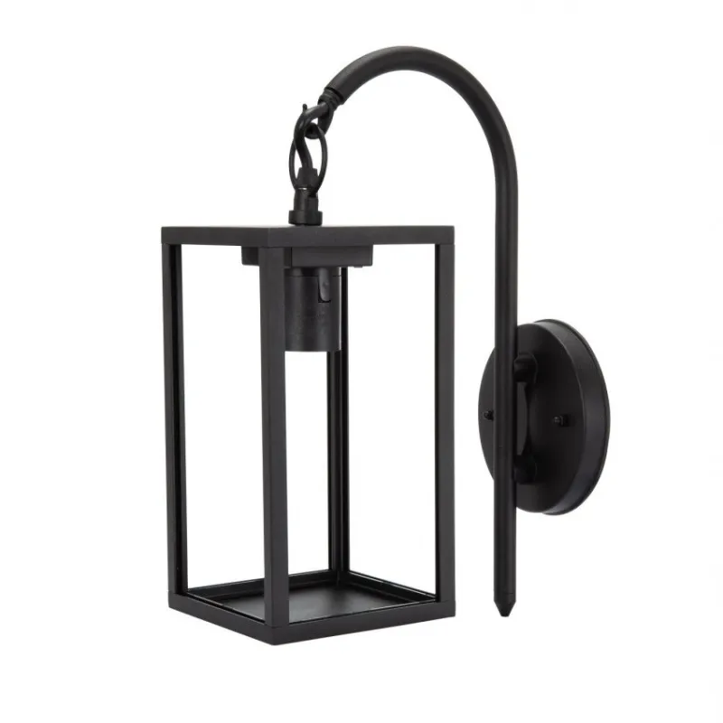 applique lanterne murale noire culot e27-ip44_220v-cage moderne