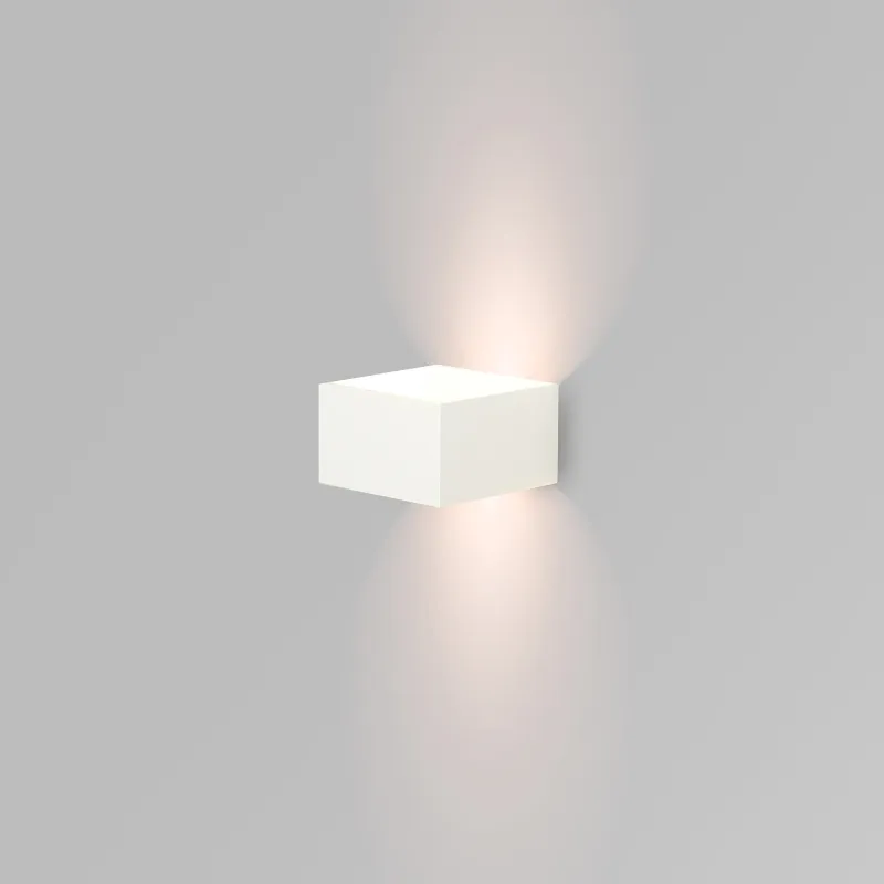 applique led blanche cubique-eclairage haut et bas 6w-400 lumens 3000k