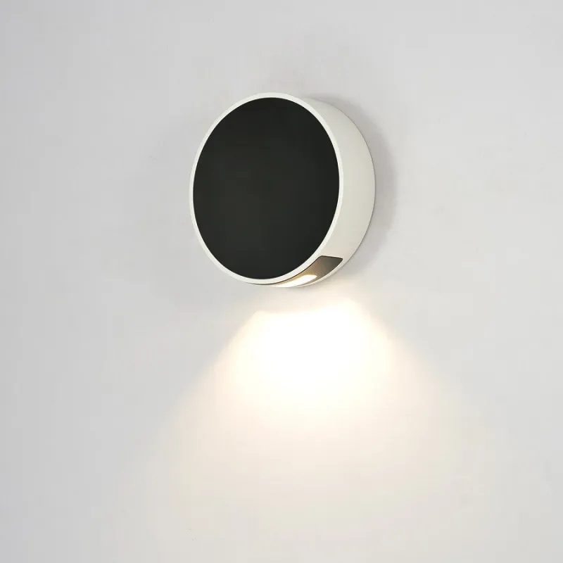 applique exterieur balisage led 6w-250 lumens 3000k rond noir mural ip44