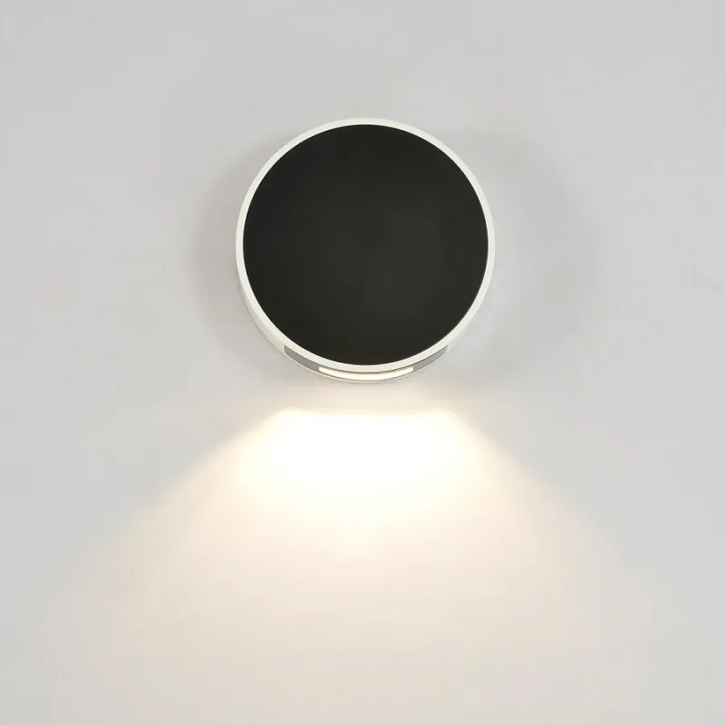 applique exterieur balisage led 6w-250 lumens 3000k rond noir mural ip44