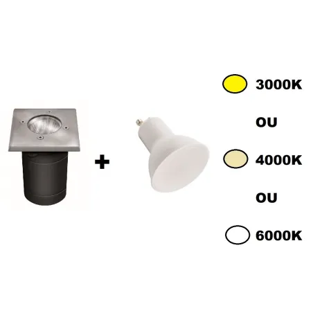 spot de sol carre led 6w exterieur etanche ip67 spot gu10 12v piscine jardin rocaille BERG DL-35O