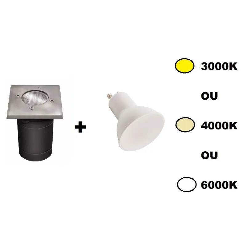 spot de sol carre led 6w exterieur etanche ip67 spot gu10 24v piscine jardin rocaille BERG DL-35L
