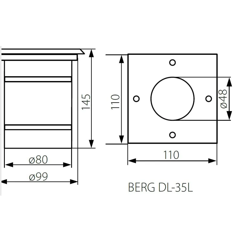 spot de sol carre led 6w exterieur etanche ip67 spot gu10 24v piscine jardin rocaille BERG DL-35L