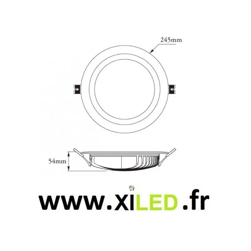 spot downlight rond noir led encastrable 5700 lumens blanc encastré 210mm