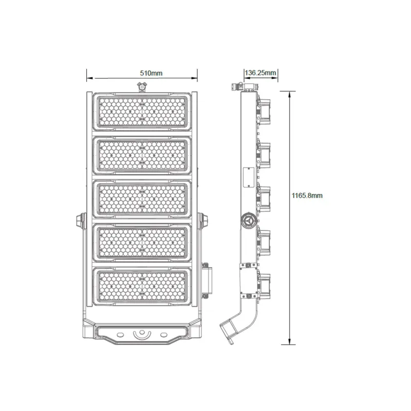 Projecteur led 1250w variable 1-10v éclairage grande hauteur stade, grue, monument-hangar 212500 lumens ip66