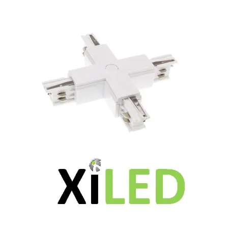 CONNECTEUR EN CROIX POUR RAIL 3 ALLUMAGES GRIS