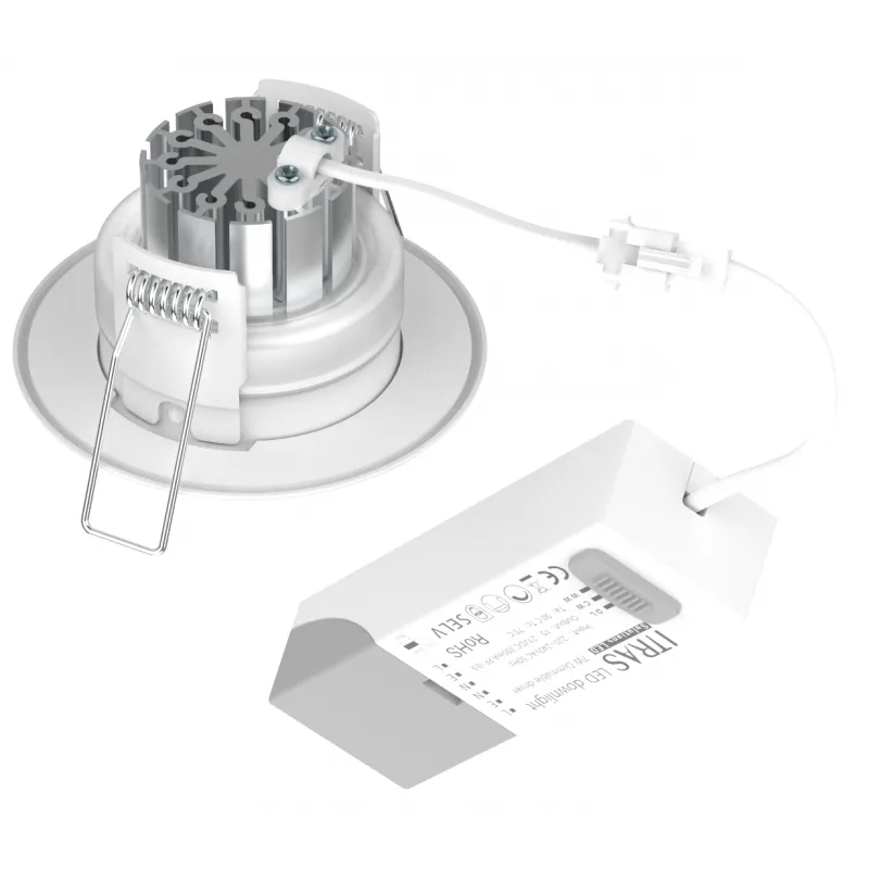 spot 7w led downlight rt2012 variable ip65 recouvrable rond blanc 89mm blanc-bbc-selectionneur de temperature 3000k-4000k-6000k