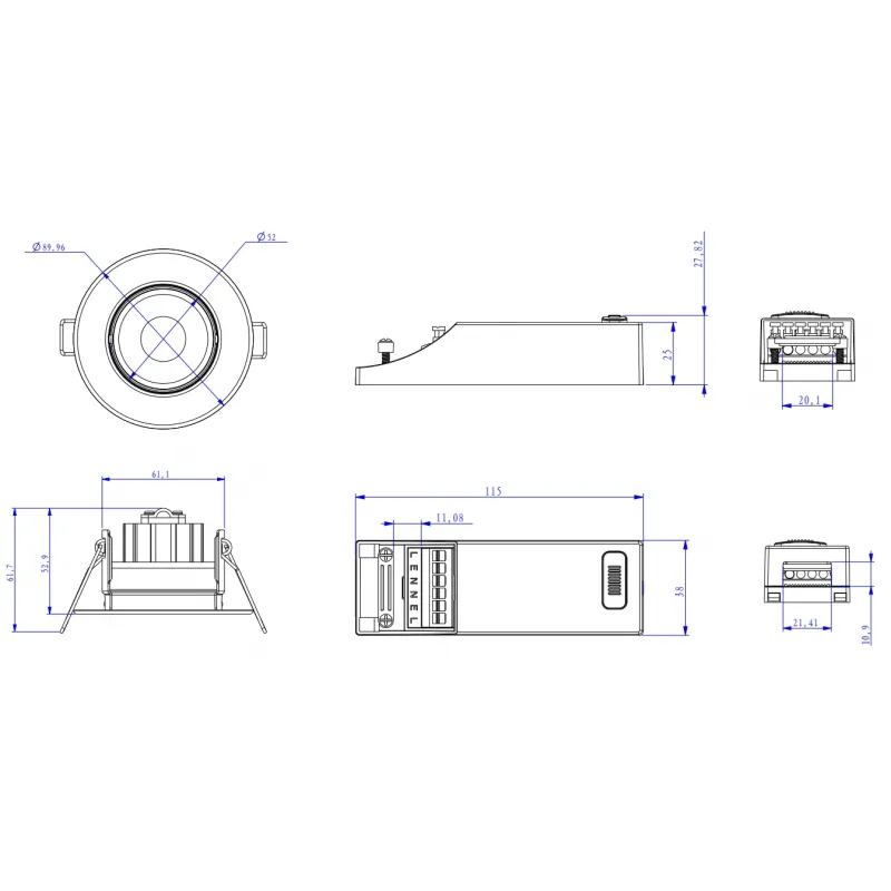 spot 7w led downlight rt2012 variable ip65 recouvrable rond blanc 89mm blanc-bbc-selectionneur de temperature 3000k-4000k-6000k