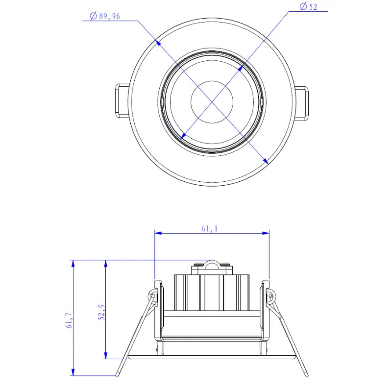 spot 7w led downlight rt2012 variable ip65 recouvrable rond blanc 89mm blanc-bbc-selectionneur de temperature 3000k-4000k-6000k