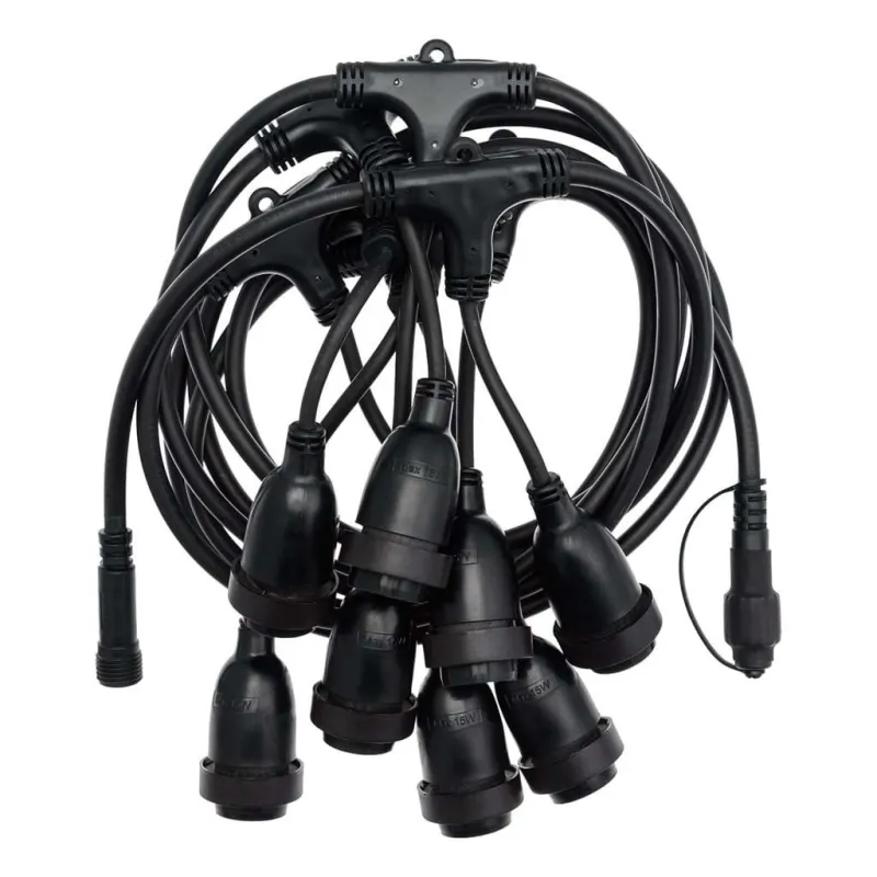 guirlande noire guinguette fetes forraine 5m-8 douilles e27-ip65