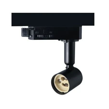 support pour ampoule culot gu10 tete noire orientable sur rail 3 allumages boutiques commerces