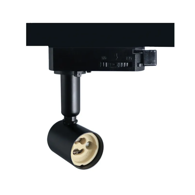 support pour ampoule culot gu10 tete noire orientable sur rail 3 allumages boutiques commerces
