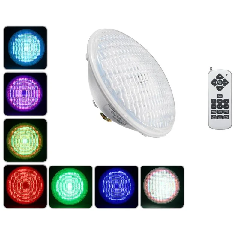 Ampoule piscine couleurs 35w led par56 rgb radio rf
