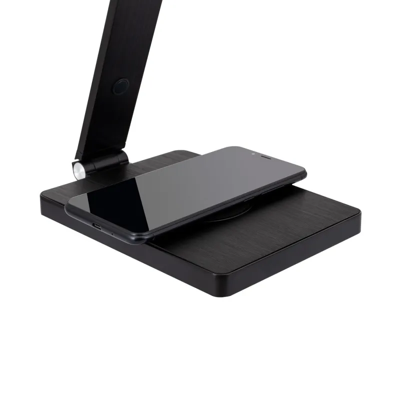 lampe a poser noire led 8w de bureau de travail avec chargeur inductif mobile android apple