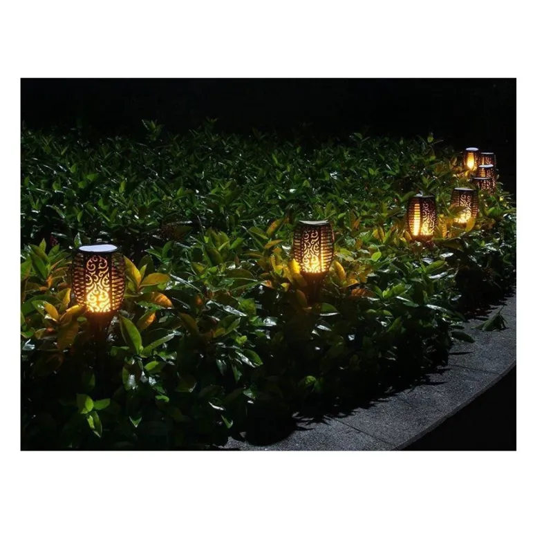 lanterne de jardin solaire led torche flambeau effet feu scintillent 