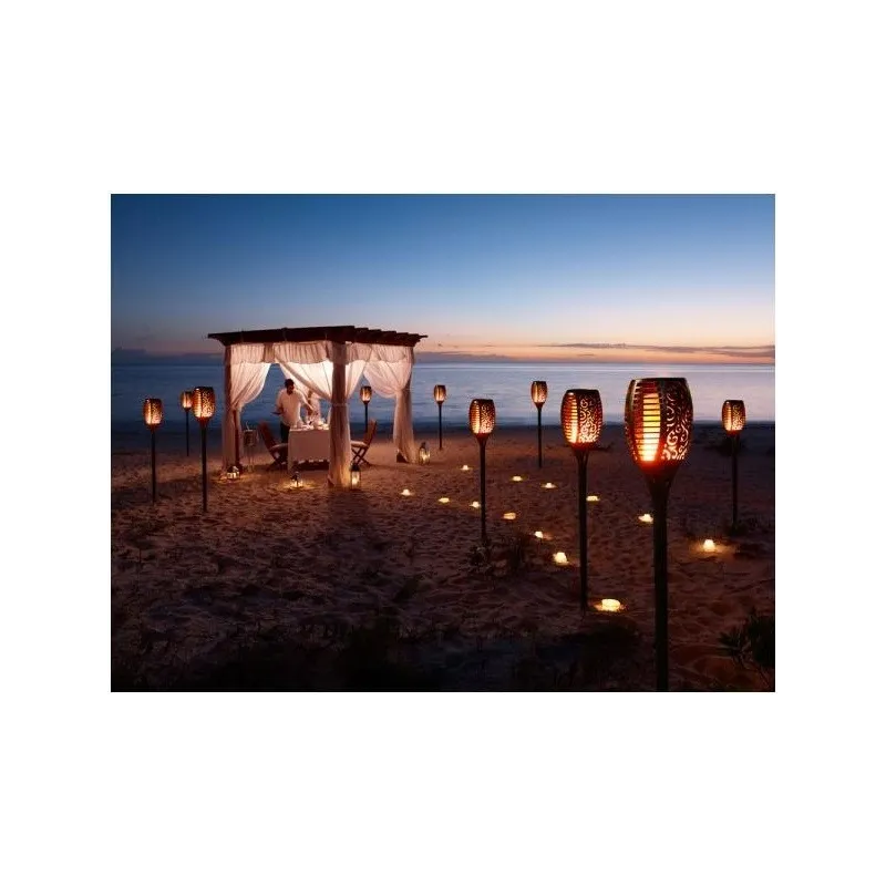 lanterne de jardin solaire led torche flambeau effet feu scintillent 
