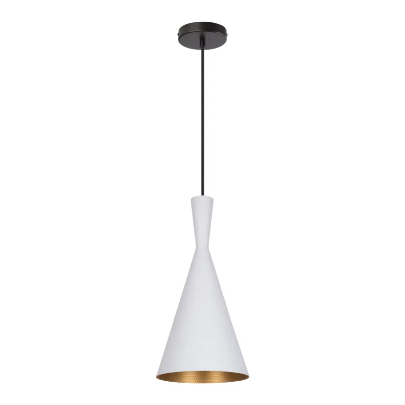 suspension-moderne-blanche-lustre-plafonnier-conique-culot-ampoule-e27