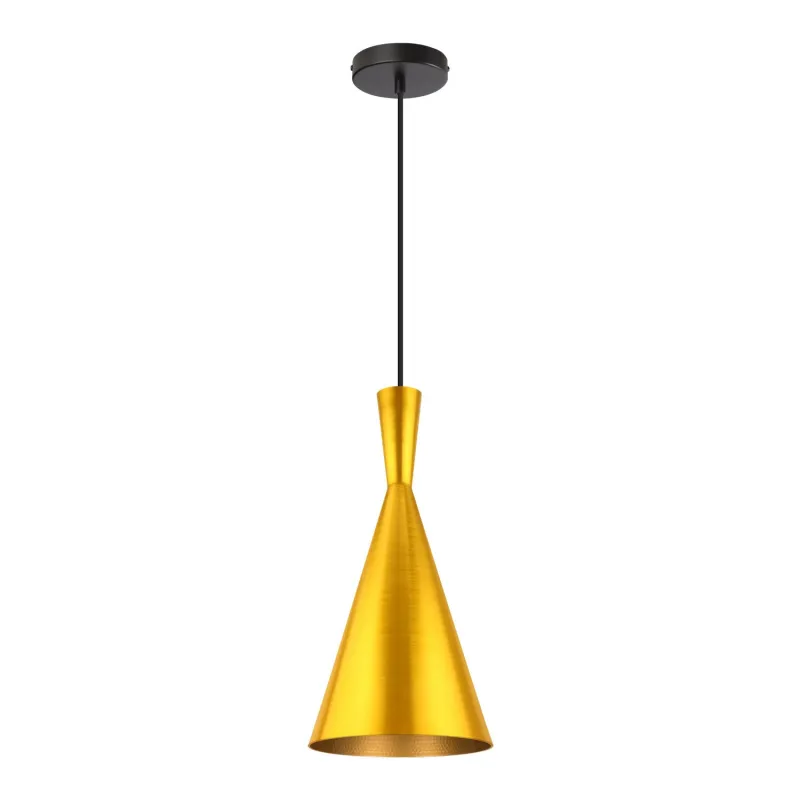 suspension-moderne-dore-lustre-plafonnier-conique-culot-ampoule-e27