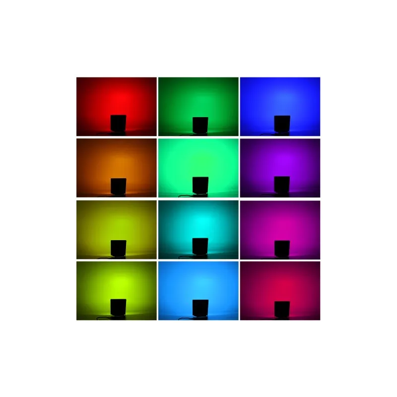 Projecteur led 10w ultra plat ip66 multi-couleurs rgb-rvb-rocaille-jardin ir radio