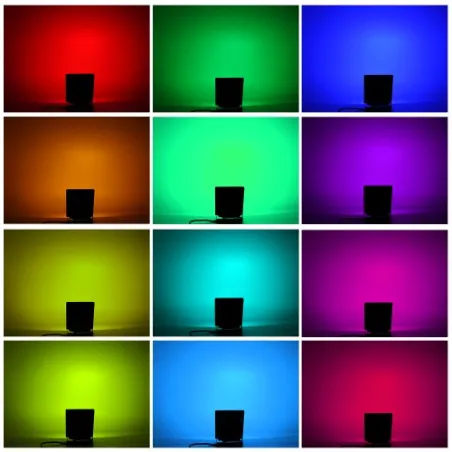 Projecteur led 10w ultra plat ip66 multi-couleurs rgb-rvb-rocaille-jardin ir radio
