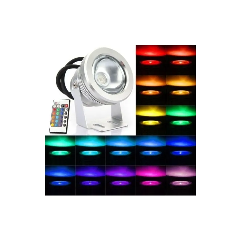 Projecteur spot rgb couleur LED exterieur Lumiere Eclairage Lampe Ampoule 12v IP67 + telecommande