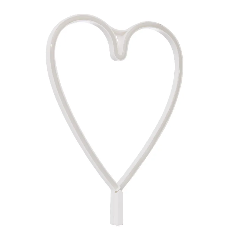 lampe néon led sur piles forme de coeur rose